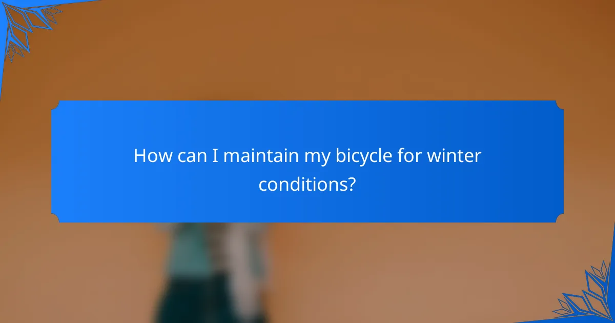 How can I maintain my bicycle for winter conditions?